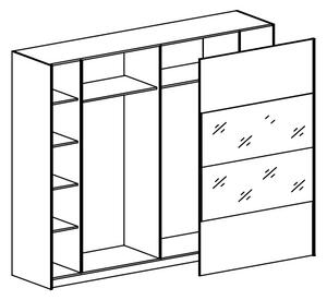 Šatníková skriňa s posuvnými dverami MALMO čierna vysoký lesk + zrkadlo 244 x 215 x 62