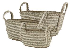 3ks oválny úložný kôš z morskej trávy Loani - 48*33*24/ 40*27*21/ 32*22*19 cm - Chic Antique