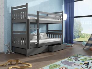 Detská poschodová posteľ 90 cm Aras (grafit). Vlastná spoľahlivá doprava až k Vám domov. 615006