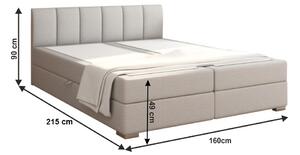 Manželská posteľ Boxspring 160 cm Rhoni (svetlosivá) (s roštom, matracom a úl. priestorom). Vlastná spoľahlivá doprava až k Vám domov. 809434