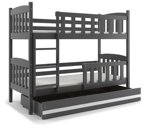 Detská poschodová posteľ KUBUŠ | sivá Farba: Sivá / biela, Rozmer.: 200 x 90 cm
