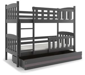 Detská poschodová posteľ KUBUŠ | sivá Farba: Sivá / sivá, Rozmer.: 200 x 90 cm