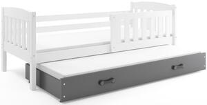 Detská posteľ KUBUŠ 2 s prístelkou | biela Farba: biela / zelená, Rozmer.: 190 x 80 cm