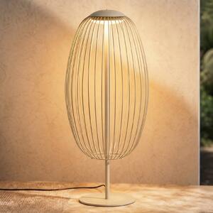 Vonkajšia stojaca LED lampa Lucande Richi, béžová, výška 90 cm, IP44, Krémová / jantárovo žltá, kov, Moderný, Stojaca lampa