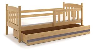 Detská posteľ KUBUŠ 1 s úložným priestorom | borovica Farba: Borovica / sivá, 200x90