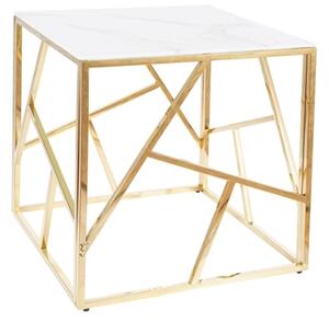 Konferenčný stolík biely efekt mramoru/ zlaté nohy rozmer 55 x 55 cm N-1041