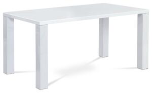 Autronic - jedálenský stôl 160x90x76 cm, vysoký lesk biely - AT-3008 WT