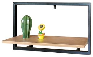 Autronic - Polička nástěnná 65x20 cm, MDF, dekor dub, kov černý mat - P-074 OAK