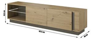 TV stolík/skrinka Cethos Typ 187 (dub artisan + grafit). Vlastná spoľahlivá doprava až k Vám domov. 809686
