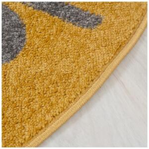 Detský kusový koberec Levíček sivo žltý kruh 140x140cm