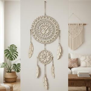 Drevený lapač snov OM Mandala - Boho dekorácia na stenu I SENTOP PR0001