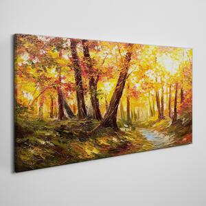 Obraz na plátně Jesenné lesné listy prírody