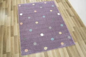 Detský koberec Lima C275A Bodky fialový / ružový