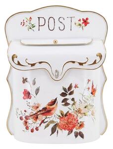 Biela antik poštová schránka s vtáčikmi Post - 28*18*37cm - Clayre & Eef