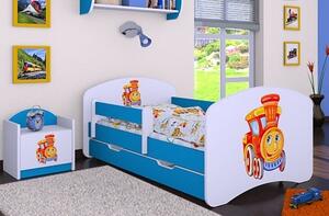 Happy Babies Detská posteľ HAPPY/ 14 Lokomotíva 160 x 80 cm Farba: Modrá / biela, Prevedenie: L04 / 80 x 160 cm /S úložným priestorom
