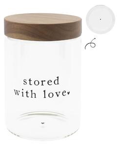 Dóza s dreveným vekom Stored with Love 18 cm nápis