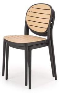 Záhradná stolička K529 - čierna / prírodná