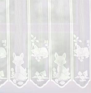 Záclona žakárová, Líšky vitrážka metráž, biela 60 cm