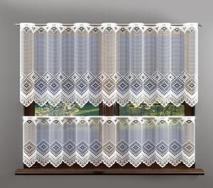 Hotová záclona, LUNA, vitrážka, biela 250 x 40 + 250 x 60 cm