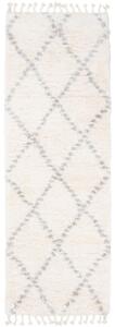 Kusový koberec shaggy Karo krémovo sivý atyp 60x200cm