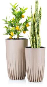 PLASTOVÝ KVETINÁČ STRIPPED ECO 42X25 CM BÉŽOVÁ