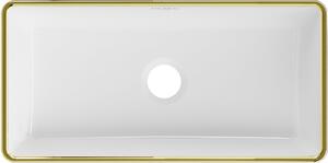 Mexen Nadia, umývadlo na dosku 46x23x12 cm, biela lesklá-zlatý okraj, 21614605