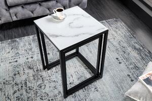 Súprava príručného stolíka Elegance 2 40 cm biely mramor