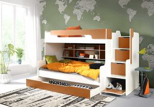 Detská poschodová posteľ HARRY Farba: Biela/oranžová