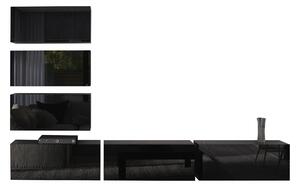 Obývacia stena Begonia (čierna + čierny lesk). Vlastná spoľahlivá doprava až k Vám domov. 1007688