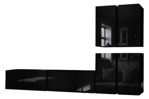 Obývacia stena Brefio (čierna + čierny lesk). Vlastná spoľahlivá doprava až k Vám domov. 1007696