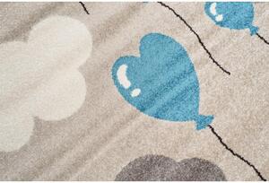 Detský kusový koberec Modré balóniky béžový 160x229cm