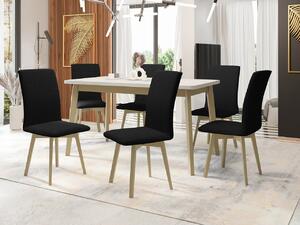 Jedálenský stôl so 6 stoličkami AL24, Morenie: dub artisan L, Poťahové látky: Hygge D20, Farby nožičiek: čierna Mirjan24 5903211270390