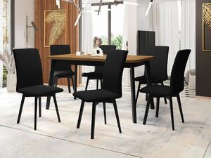 Jedálenský stôl so 6 stoličkami AL24, Morenie: biela - L, Poťahové látky: 25x - Paros 2, Farby nožičiek: čierna Mirjan24 5903211244841
