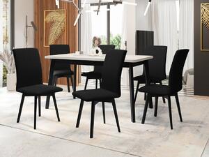 Jedálenský stôl so 6 stoličkami AL24, Morenie: biela - L, Poťahové látky: Kronos 7, Farby nožičiek: čierna Mirjan24 5903211244902