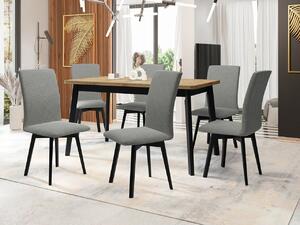 Mirjan24 Jedálenský stôl so 6 stoličkami AL24, Morenie: dub artisan L, Poťahové látky: Hygge D91, Farby nožičiek: čierna 5903211270413
