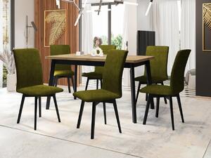 Mirjan24 Jedálenský stôl so 6 stoličkami AL24, Morenie: dub artisan L, Poťahové látky: Zetta 297, Farby nožičiek: čierna 5903211270383