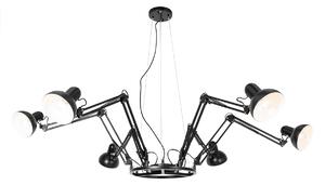 Industriálne závesné svietidlo čierne 6-svetlo nastaviteľné - Hobby Spinne