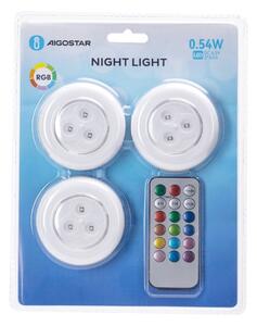 Aigostar - Súprava 3x LED RGB prenosných nočných svietidiel LED/3xAAA + DO