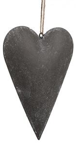 Šedé plechové ozdobné závesné srdce s kvetmi - 15*2*10 cm - Clayre & Eef