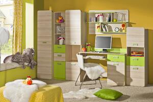 Rohový písací stolík CORNETO L11 Farba: Jaseň coimbra / zelená