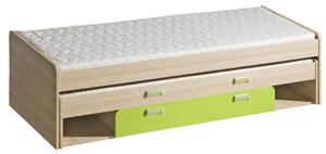Detská posteľ s prístelkou CORNETO L16 Farba: Jaseň coimbra / zelená