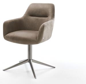 DELIFE Otočná jedálenská stolička Pejo-Flex mikrovlákno taupe vintage podstava grafit 360° otočná hojdacia funkcia vrecková pružina