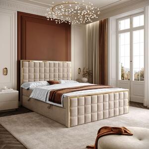 VYSOKÁ ČALÚNENÁ POSTEĽ NOEMI GOLD 140X200 ROYAL VELVET 170