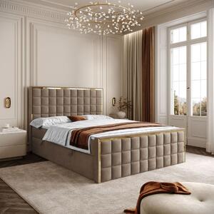 VYSOKÁ ČALÚNENÁ POSTEĽ NOEMI GOLD 140X200 ROYAL VELVET 176