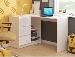 ArtAko Písací stolík CLIPS | B-16 Farba: biela/ biely lesk, Prevedenie: pravé