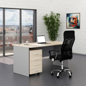 Zostava kancelárskeho nábytku SimpleOffice 1, 160 cm, dub svetlý / sivá
