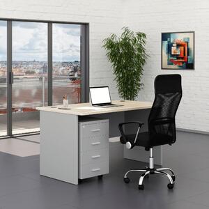 Zostava kancelárskeho nábytku SimpleOffice 1, 140 cm, sivá / dub svetlý