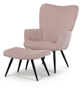 AK-L7285 PINK6, Relaxačné kreslo s podnožkou – ružový menčester