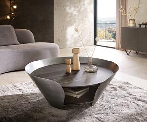 DELIFE Konferenčný stolík Skafi 100x40 cm keramika Laminam® Noir Desir hnedá metalická strieborná