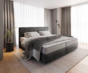 DELIFE Boxspring posteľ Dream-Well mikrovlákno antracitová vintage 200×200 cm s vreckovou pružinovou matracou a topperom Visco